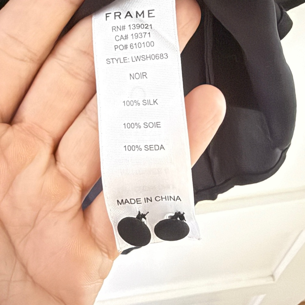 Frame Denim Black Silk Ruffled Blouse - Picture 6 of 6